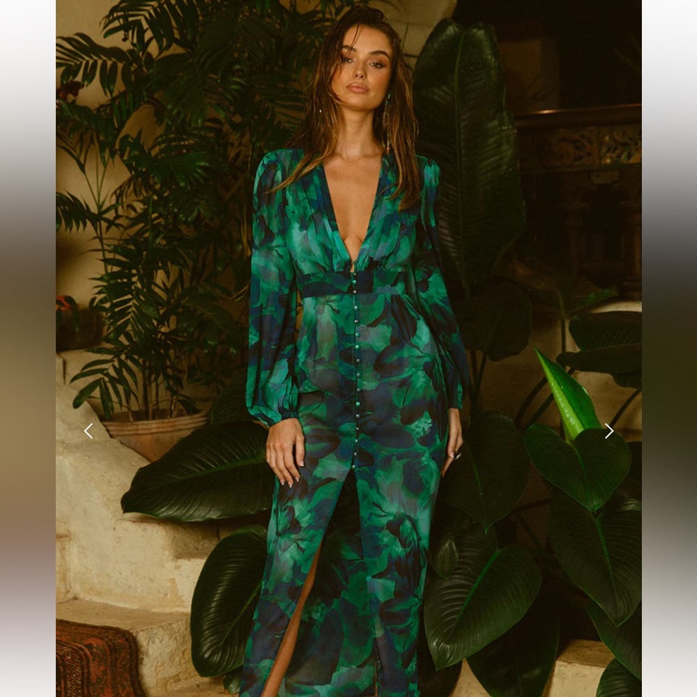 Runaway the Label CALISTA MIDI DRESS - GREEN XL NWOT
